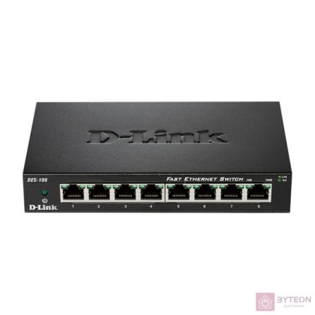 D-Link DES-108/E 8port  [ 10/100Mbit, asztali és rackbe is ]