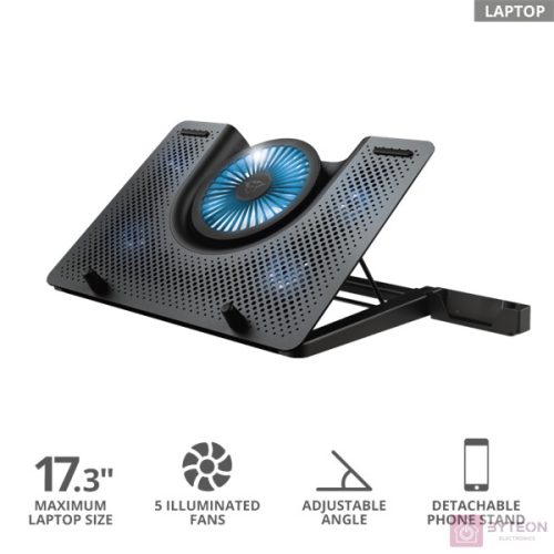 Trust GXT 1125 Quno 17.3" laptop hűtőpad - Fekete