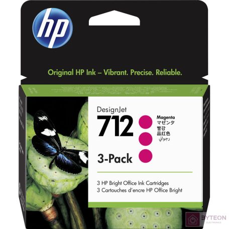 HP 3ED78A 712 Eredeti Tintapatron csomag Magenta (3 db)