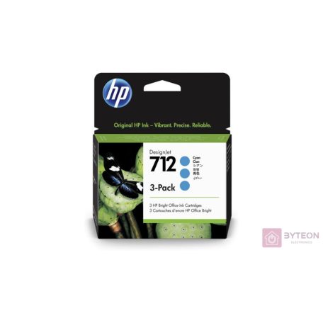 HP 3ED77A 712 Eredeti Tintapatron csomag Cián (3 db)