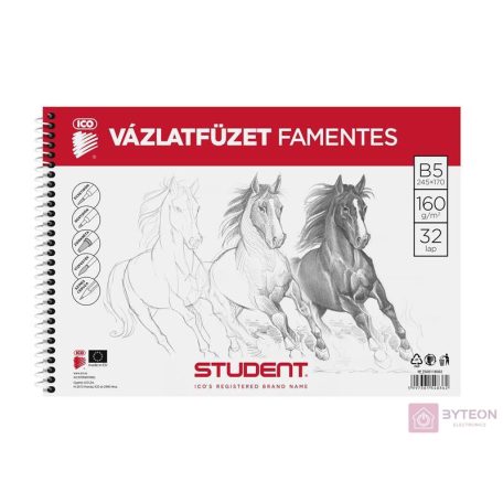 ICO Student B5 famentes vázlatfüzet