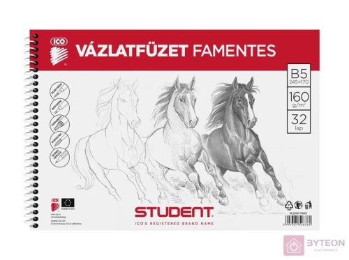 ICO Student B5 famentes vázlatfüzet
