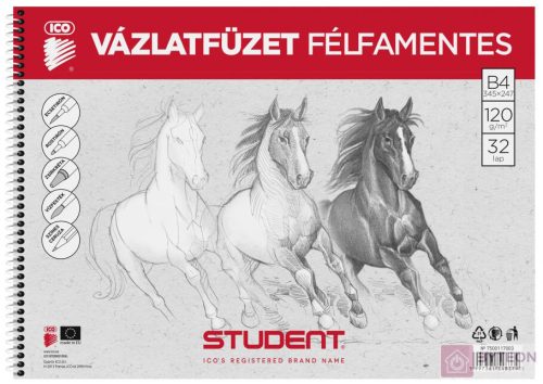 ICO Student 16 lapos B4 félfamentes vázlatfüzet