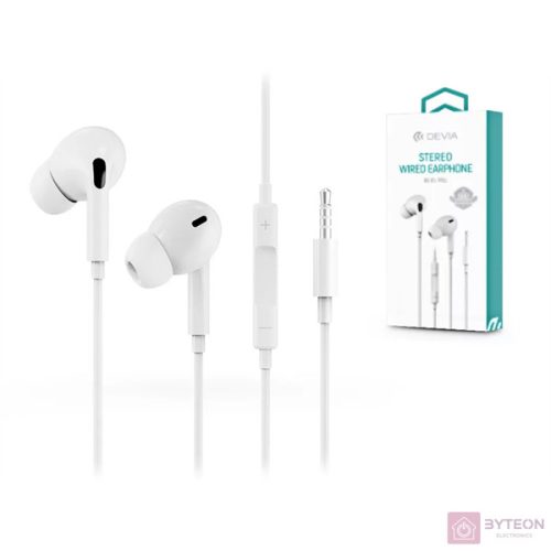 Devia Smart Series Univerzális Sztereó Felvevős Fülhallgató 3.5mm Jack Csatlakozóval Fehér