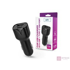 Setty Autós USB-A + USB-C töltő (5V / 2.4A) Fekete
