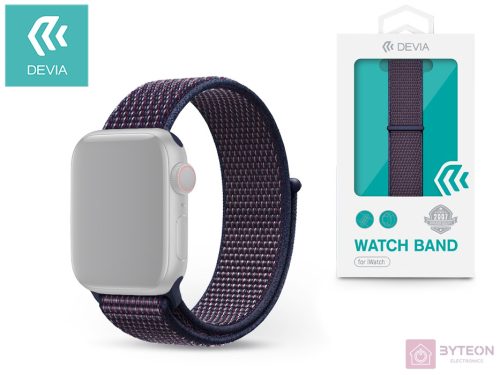 Devia Apple Watch S1/2/3/4/5/6/SE Vászon pánt 38/40mm - Indigó