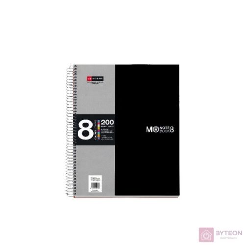 Miquelrius 8x25 lapos A4 kockás spirálfüzet - Fekete