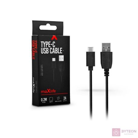 Maxlife TF-0066 USB-C Adat és töltőkábel 0,2m - Fekete
