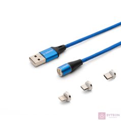Savio USB 2.0 A - USB C/Micro USB/Lightning kábel 1m - Kék