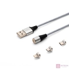   Savio USB 2.0 A - USB C/Micro USB/Lightning kábel 1m - Ezüst