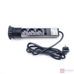   TOO PPS-302-3BR 3 aljzatos asztalba süllyeszthető elosztó 1,8m - Szürke