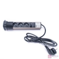   TOO PPS-301-3C 3 aljzatos asztalba süllyeszthető elosztó 1,8m - Ezüst