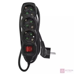 Emos PC1321R 3 aljzatos elosztó kapcsolóval 1.5m - Fekete