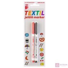   ICO T-shirt 1-1,5mm Textilmarker készlet - Piros/fekete (2 db / csomag)