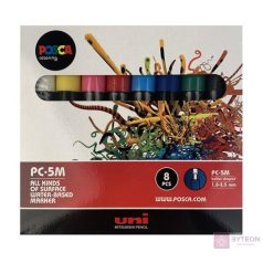   Uni Posca PC-5M 1,8-2,5mm Dekormarker készlet - Vegyes színek (8 db / csomag)