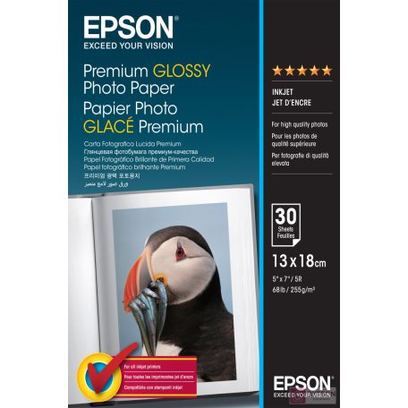 Epson Premium Glossy Photo Paper (13x18cm, 30db)
