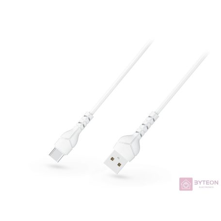 Devia ECO Kintone USB apa - USB-C apa Adat és töltő kábel - Fehér (1m)