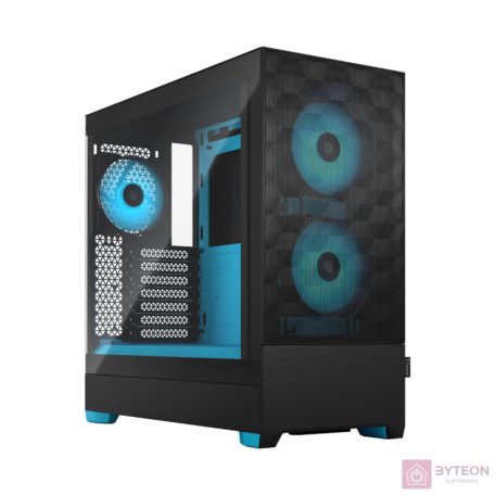 Fractal Design Pop Air RGB Cyan Core TG Clear Tint Számítógépház - Fekete/Kék