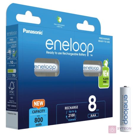 Panasonic BK-4MCDE/8BE Eneloop AAA 800mAh Mikro Ceruzaelem (8db/csomag)