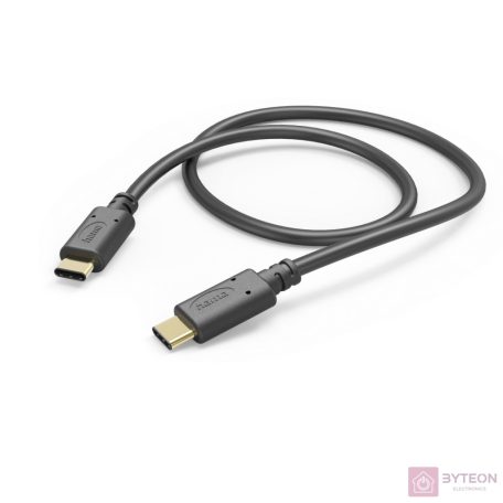 Hama 201589 USB-C apa - USB-C apa 2.0 Adat és töltőkábel - Fekete (1m)