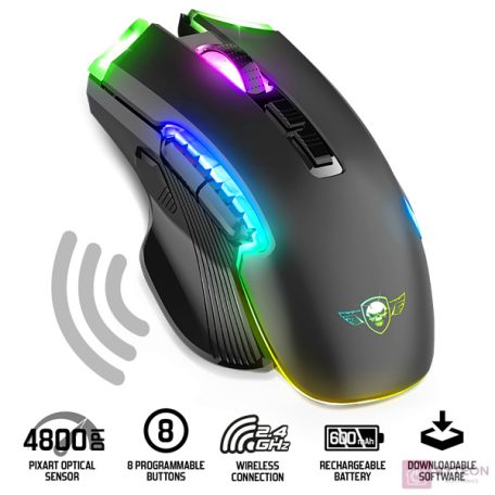 Spirit of Gamer ELITE-M70 Wireless Gaming Egér - Fekete/RGB