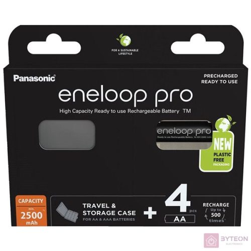 Panasonic Eneloop Pro BK-3HCDEC4BE Újratölthető Ceruzaelem (4db/csomag) + Tok