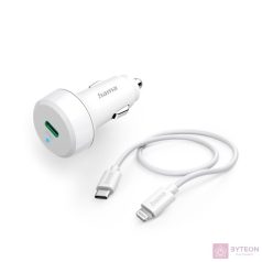 Hama 201611 Autós USB-C töltő - Fehér (20W)