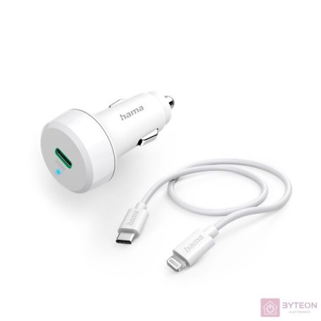 Hama 201611 Autós USB-C töltő - Fehér (20W)