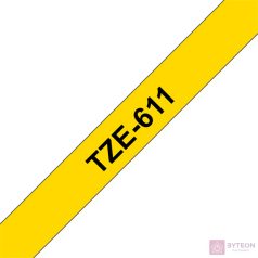 Brother TZE-611 (6mm, 8m) laminált szalag - Sárga