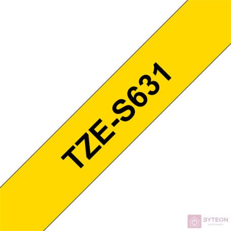 Brother TZE-S631 (12mm, 8m) laminált szalag - Sárga