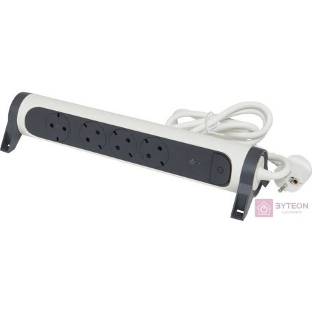 Legrand Premium 694507 230V Túlfeszültség védő elosztó 4 aljzatos 1.5m - Fehér/Szürke