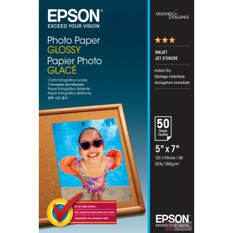 Epson Glossy Photo Paper [13x18cm, 200g, Fényes, 50db]