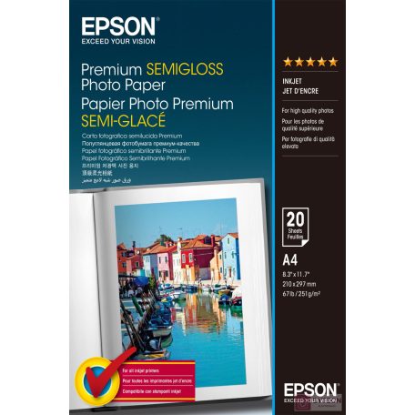 Epson Premium Photo Paper [A4, 251g, Félfényes, 20db]