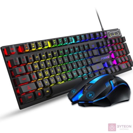 Forev FV-Q305S RGB Vezetékes Gaming Billentyűzet + Egér - Magyar