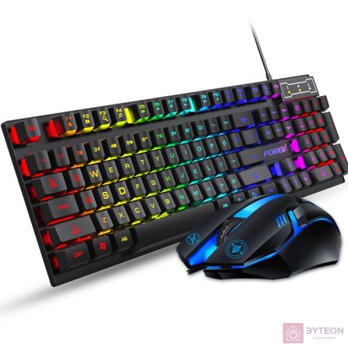 Forev FV-Q305S RGB Vezetékes Gaming Billentyűzet + Egér - Magyar