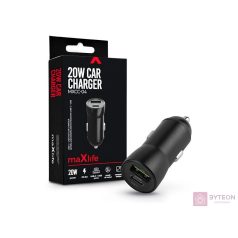   Maxlife TF-0166 USB-A / USB Type-C Autós töltő - Fekete (20W)