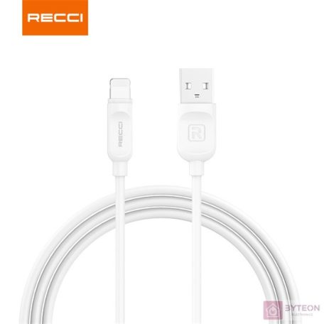 Recci RCL-P200W USB-A apa - Lightning apa Adat és töltő kábel - Fehér (2m)