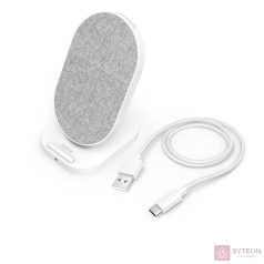   Hama QI FABRIC FC-10S Vezeték nélküli Mobiltelefon Töltő - Fehér/Szürke (10W)