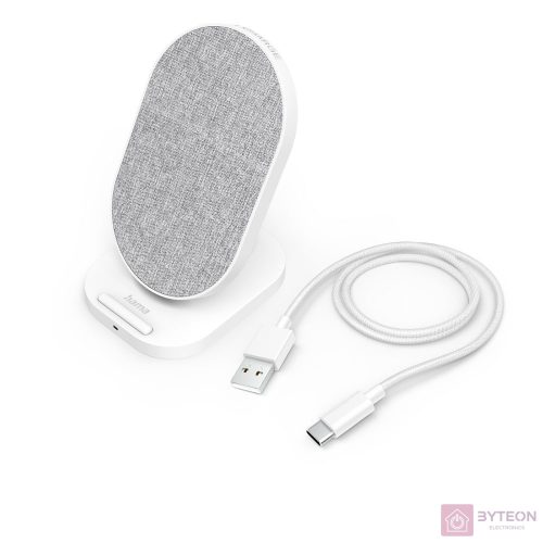 Hama QI FABRIC FC-10S Vezeték nélküli Mobiltelefon Töltő - Fehér/Szürke (10W)