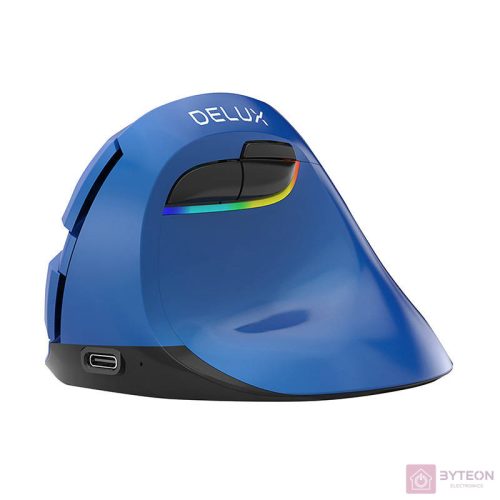 Vezeték nélküli függőleges egér Delux M618Mini BT / 2.4G 4000DPI RGB (kék)