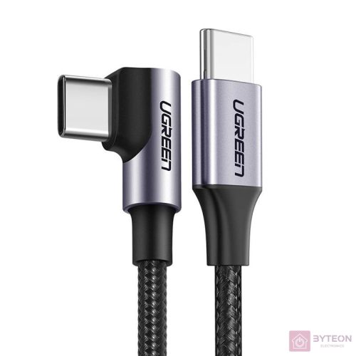USB-C-USB-C kábel, ferde UGREEN QC 3.0 PD 3A 60W 1m (fekete)