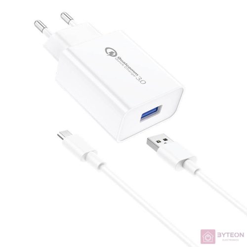 Wall Charger Foneng EU13  + USB to Micro USB Cable, 3A (White)