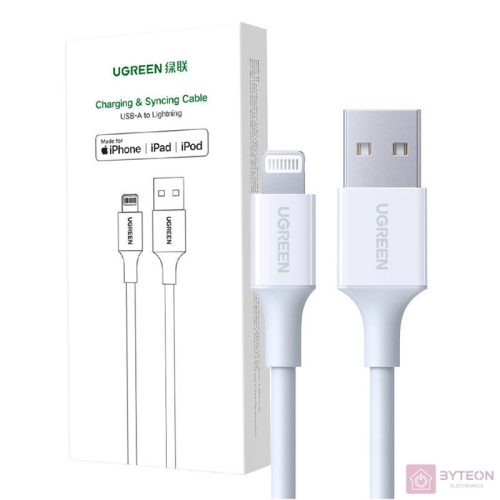 Cable Lightning to USB UGREEN 2.4A US155, 0.5m (white)