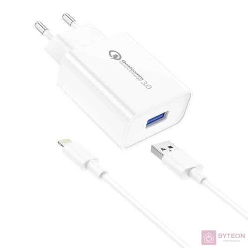 Foneng EU13 Wall Charger + USB to Lightning Cable, 3A (White)