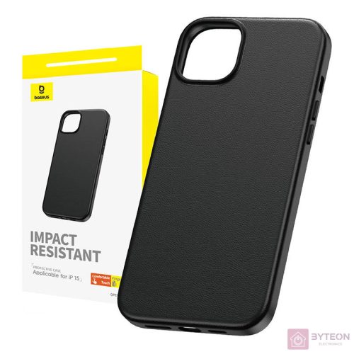 Phone Case for iPhone 15 Baseus Fauxther Series (Black)