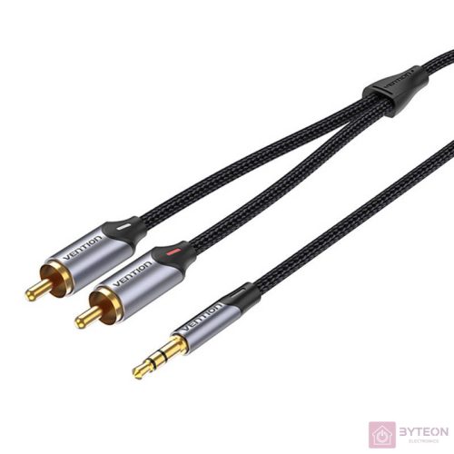 2xRCA cable (Cinch) jack to 3.5mm Vention BCNBL 10m (grey)