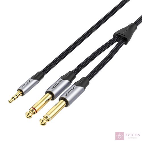 Cable mini jack 3.5 mm to 2x jack 6.5 mm Vention BARHG 1.5m (grey)