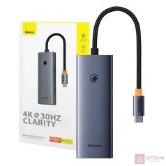   5-in-1 Hub Baseus UltraJoy Series USB-C to HDMI4K@30Hz+3xUSB 3.0+1xPD (grey)