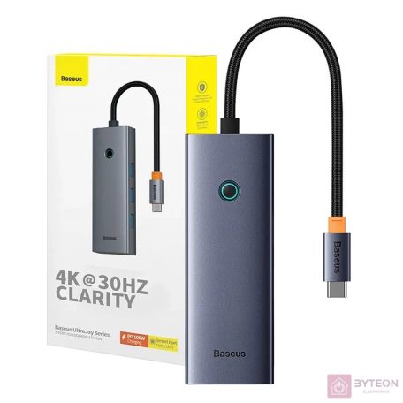 5-in-1 Hub Baseus UltraJoy Series USB-C to HDMI4K@30Hz+3xUSB 3.0+1xPD (grey)