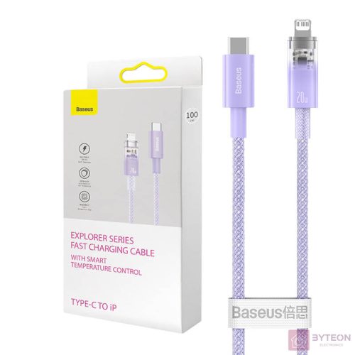Fast Charging cable Baseus USB-C to Lightning  Explorer Series 1m, 20W (purple)